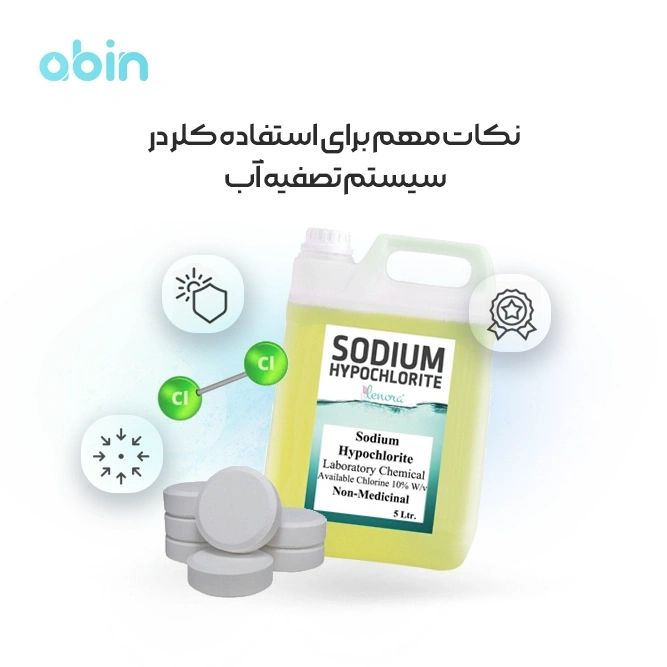 تصویر گالن کلر در سیستم تصفیه آب و نکات مهم استفاده