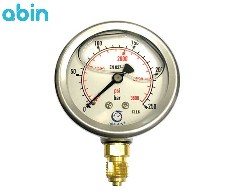 گیج فشار روغنی دراگون 250 بار
