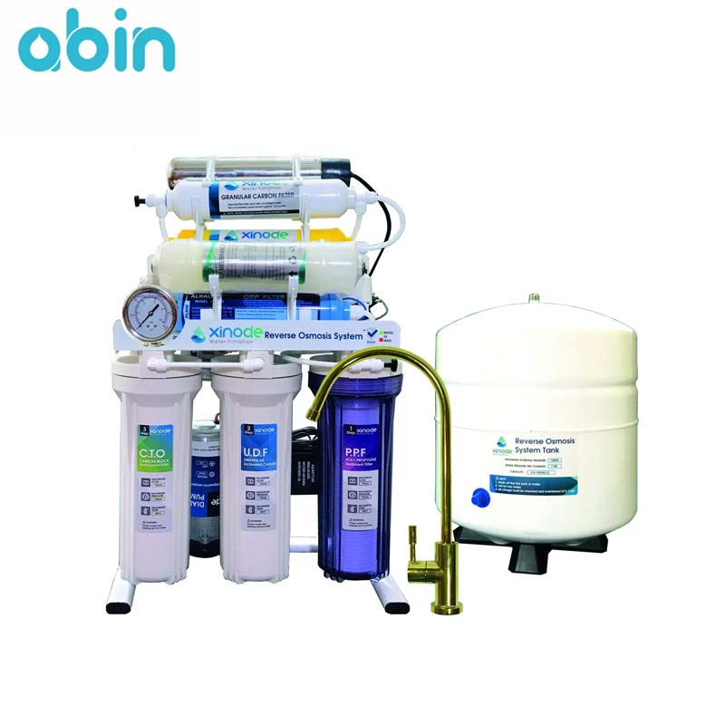 دستگاه تصفیه آب خانگی زینود با شیر اهرمی طلایی