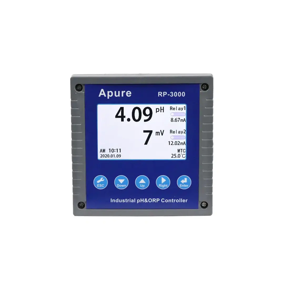 نمای روبرو ترانسمیتر و کنترلر آنلاین pH و ORP برند APURE مدل RP-3000