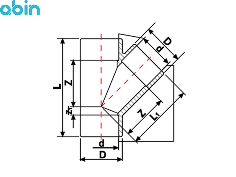 سه راهی 45 درجه چسبی upvc پیمتاش
