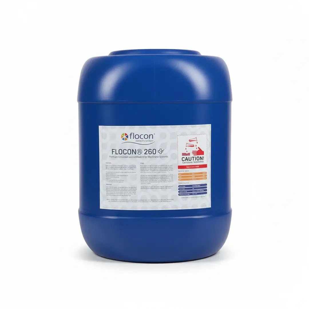 نمای روبرو گالن آنتی اسکالانت فلوکن 260- 20 کیلوگرمی