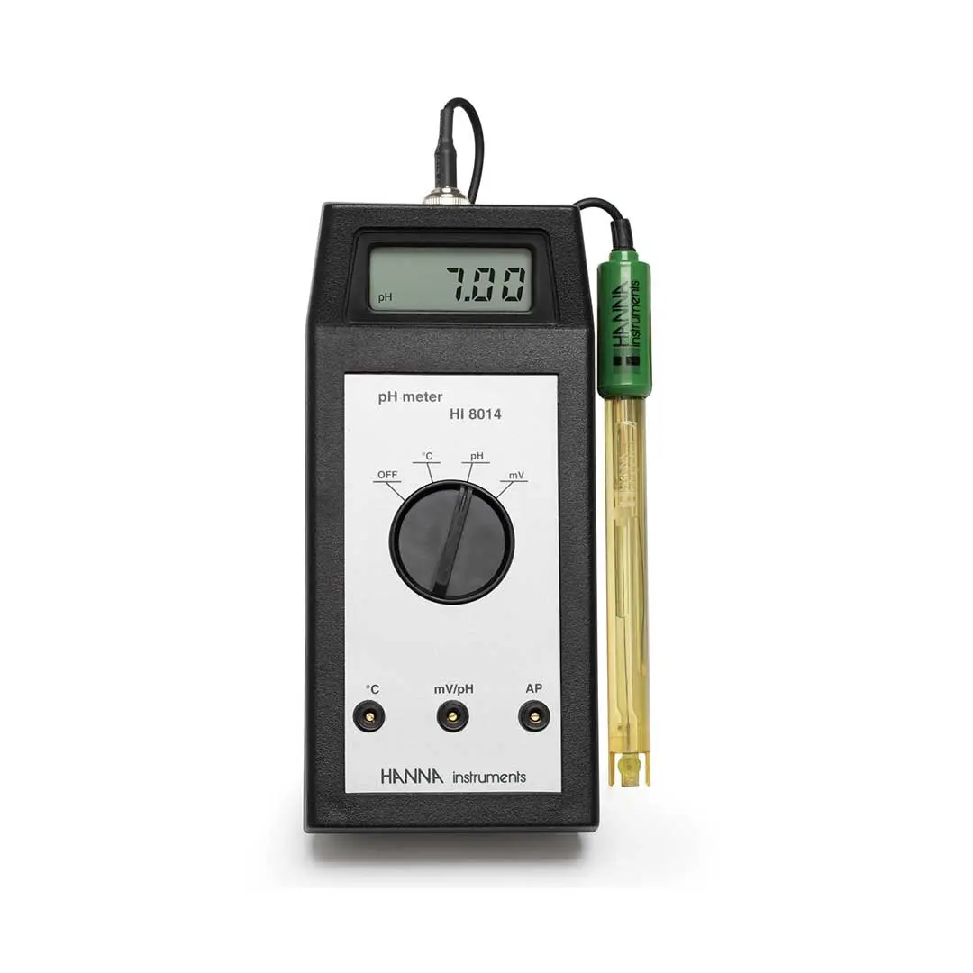 PH متر آموزشی پرتابل هانا (HANNA) مدل HI8014 با سه پورت ورودی/خروجی
