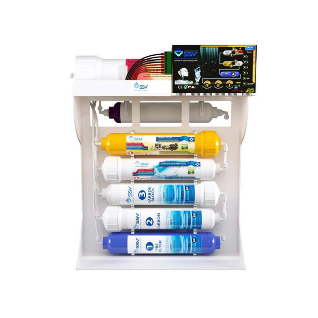تصویر نمای روبرو دستگاه تصفیه آب اس اس وی (SSV) مدل Smart Star Line S700 با بورد و پورت های اتصال