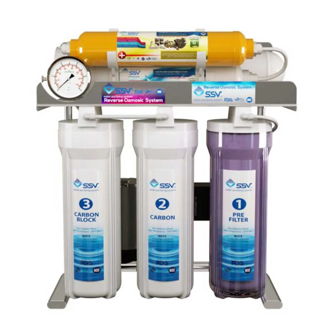 دید نزدیک دستگاه تصفیه آب خانگی اس اس وی (SSV) مدل MaxSpring X600 با لیبل