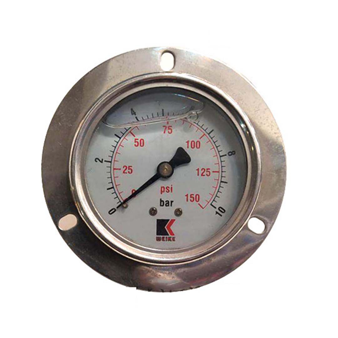 نمای صفحه ای گیج فشار روغنی WEIKE 10 بار با فِلَنج و صفحه کوچک
