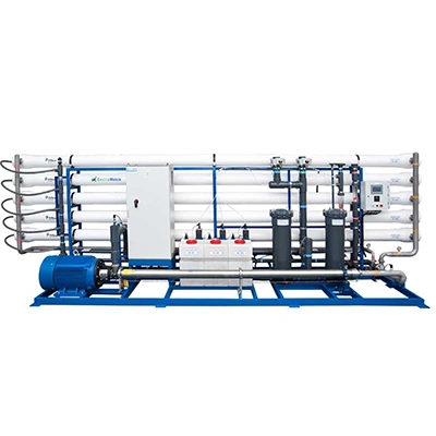 نمای روبرو دستگاه تصفیه آب صنعتی RO با ظرفیت 500 مترمکعب با تجهیزات