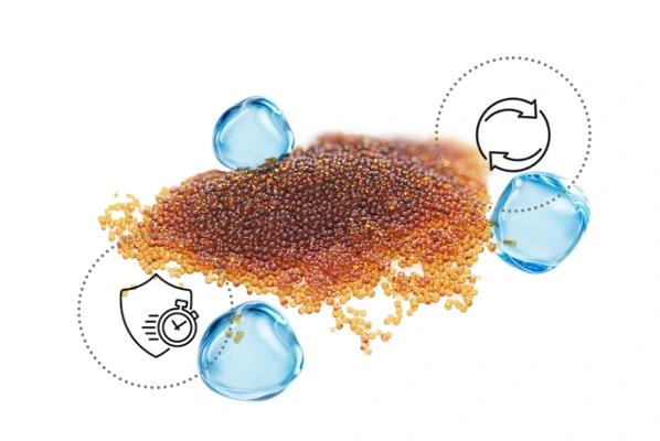 تصویر شماتیک زمان تعویض و عمر مفید رزین سختی گیر