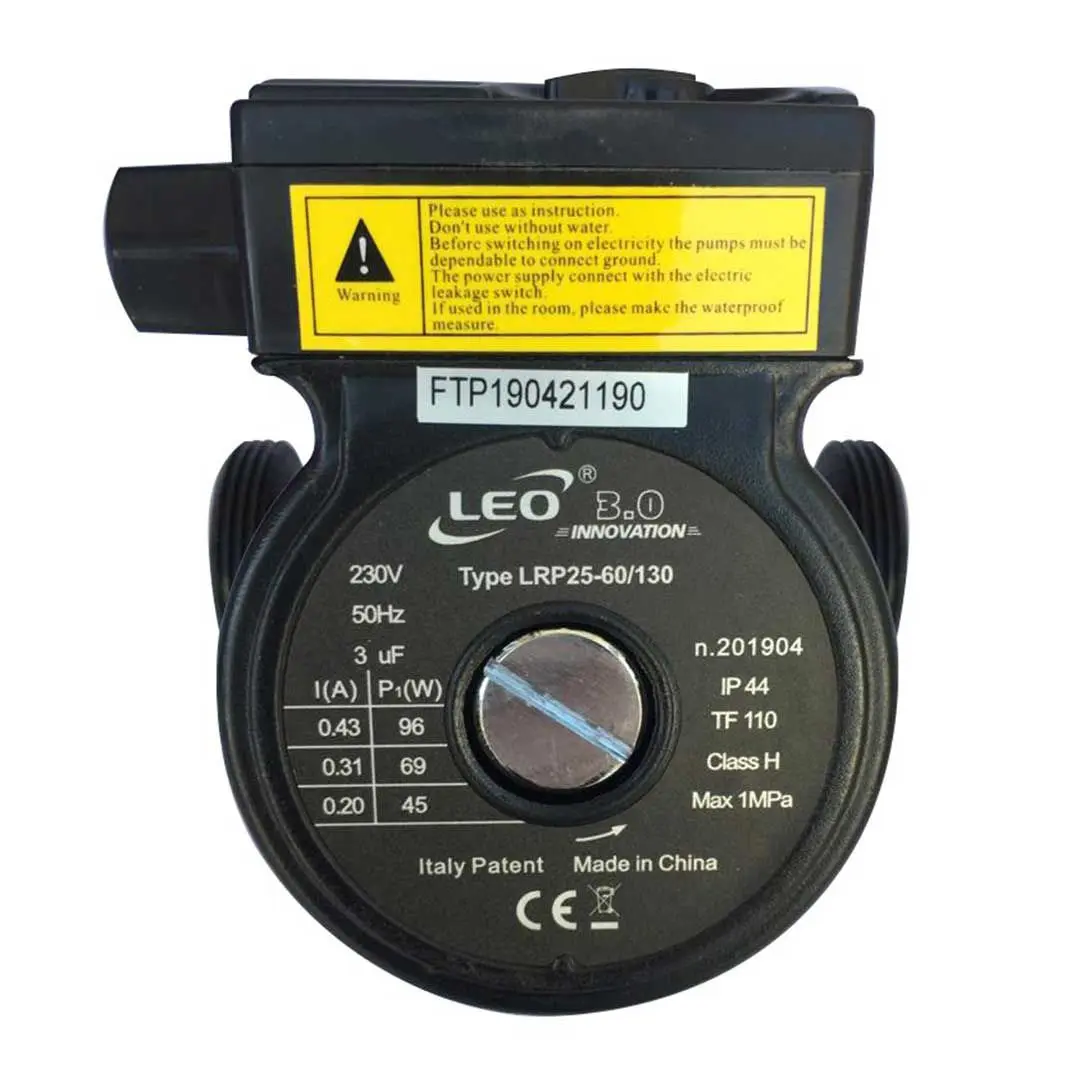 نمای روبهرویی پمپ سیرکولاتور لئو (LEO) مدل LRP25-60/130