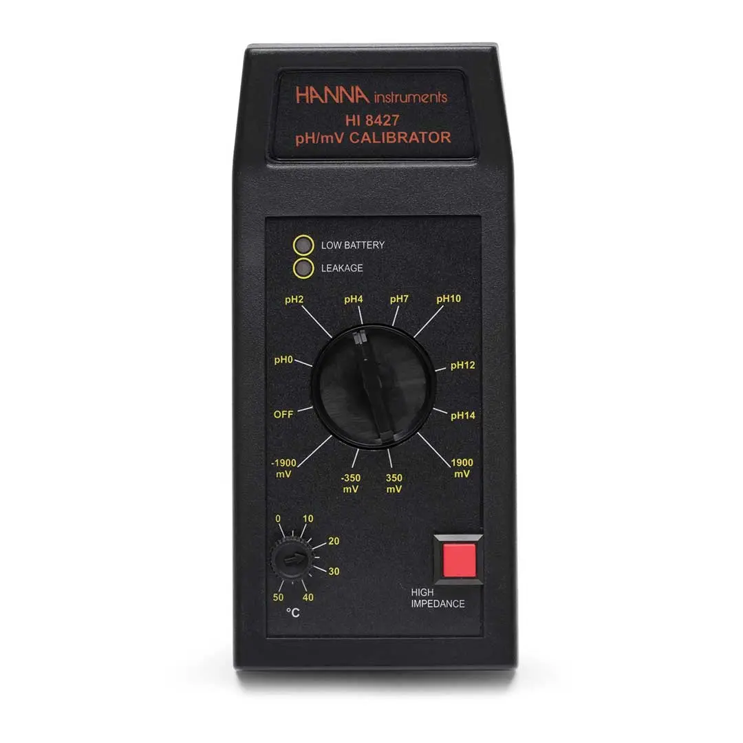 نمای ایزومتریک سیمولاتور کالیبراسیون PH و MV هانا (HANNA) مدل Hi8427 با بدنه مشکی