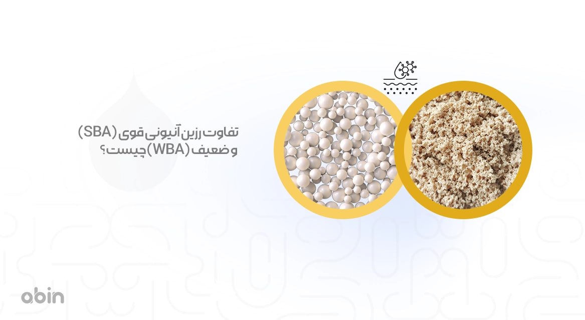 تصویر نمادین رزین آنیونی قوی و ضعیف مقایسه
