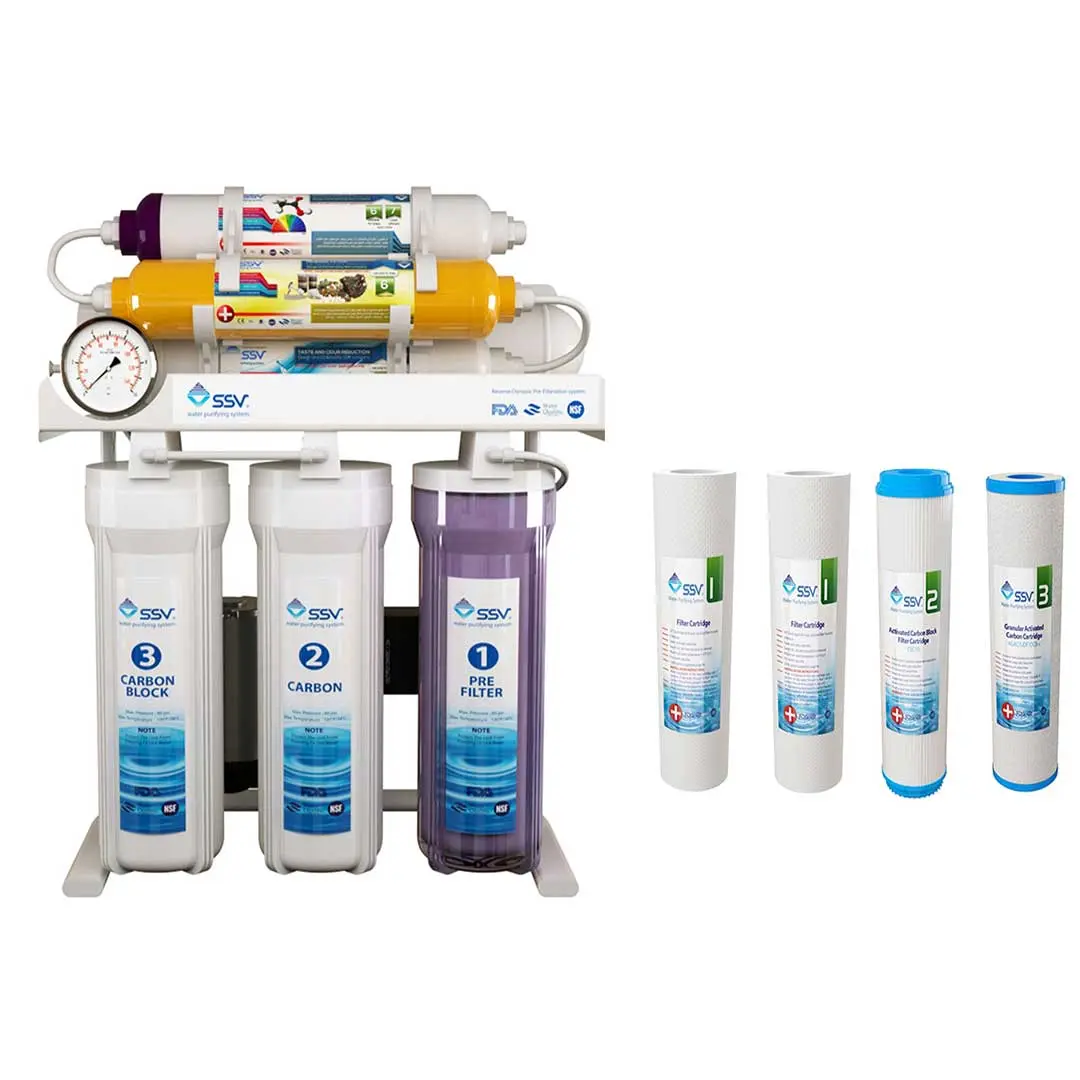 دستگاه تصفیه آب خانگی اس اس وی (SSV) مدل MaxTec X700 به همراه فیلتر بسته 4 عددی نمای جلو