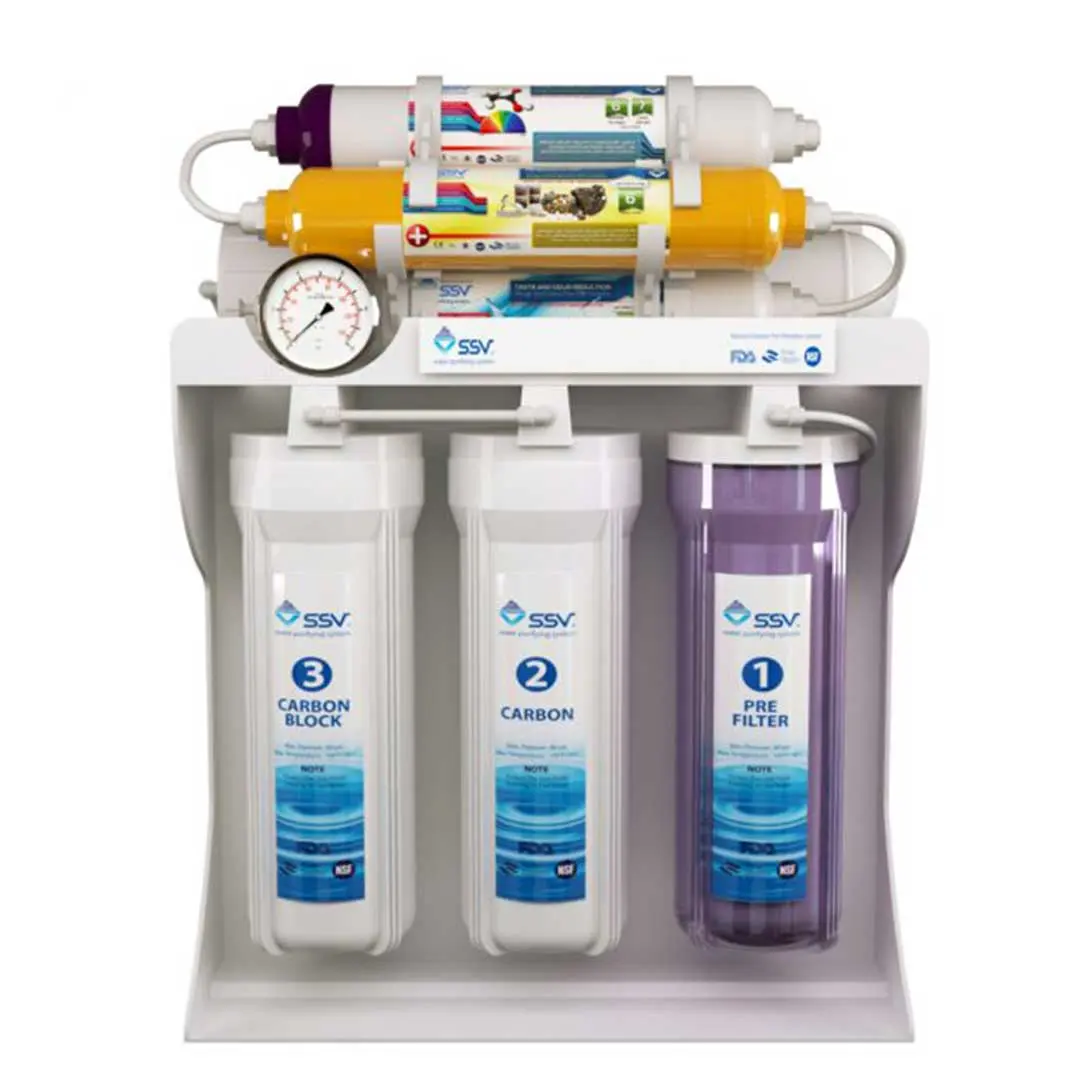 دستگاه تصفیه آب خانگی اس اس وی (SSV) مدل MaxPro X700 نمای جلویی با لیبل برند