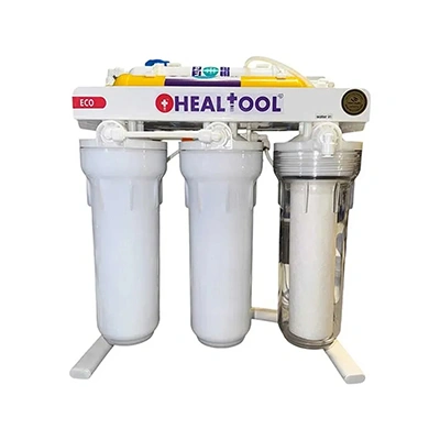نمای روبرو دستگاه تصفیه آب خانگی هیل تول (Healtool) مدل ECO هوزینگ شفاف