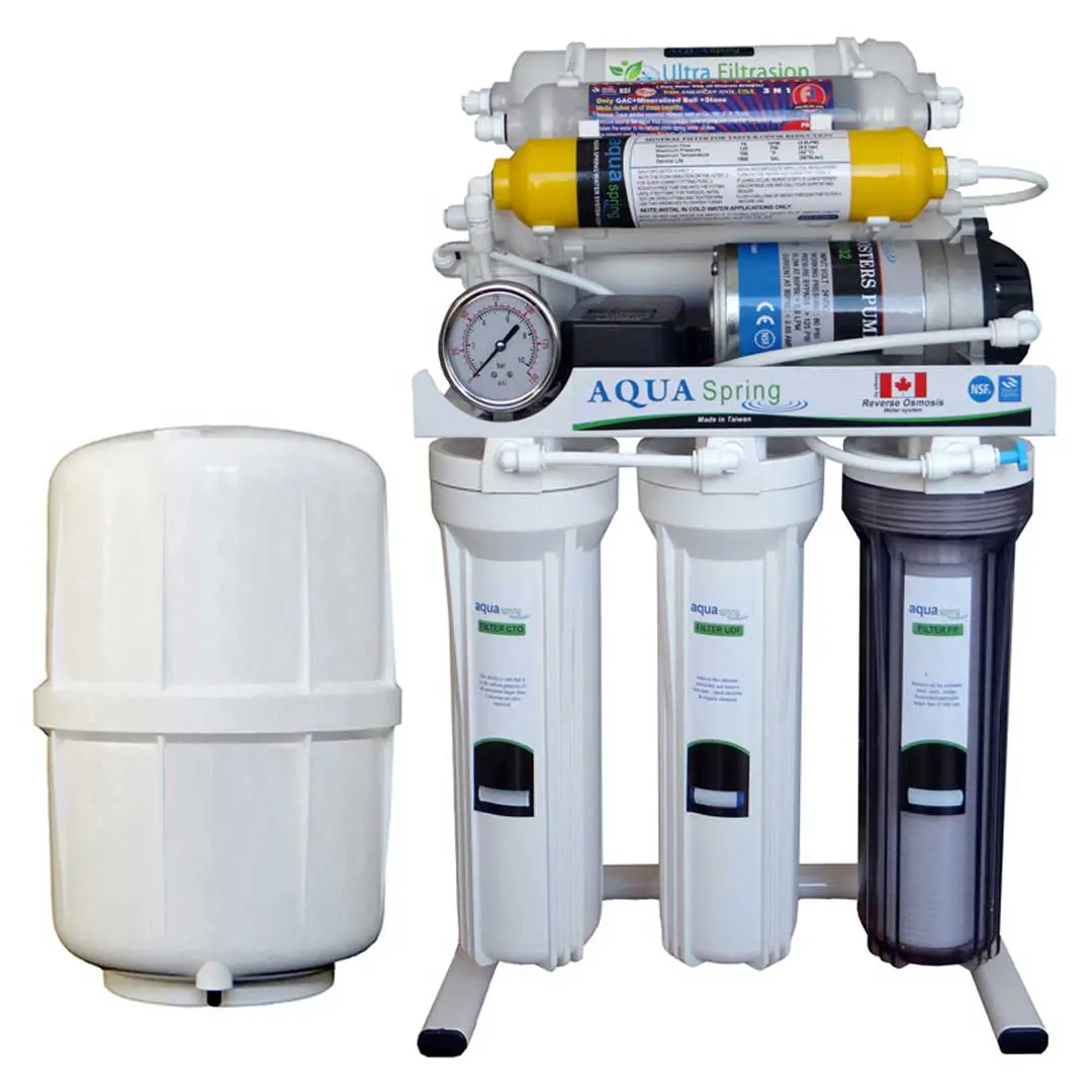 دستگاه تصفیه آب خانگی آکوآ اسپرینگ (Aqua Spring) مدل RO-AF1200 با مخزن رنگ سفید