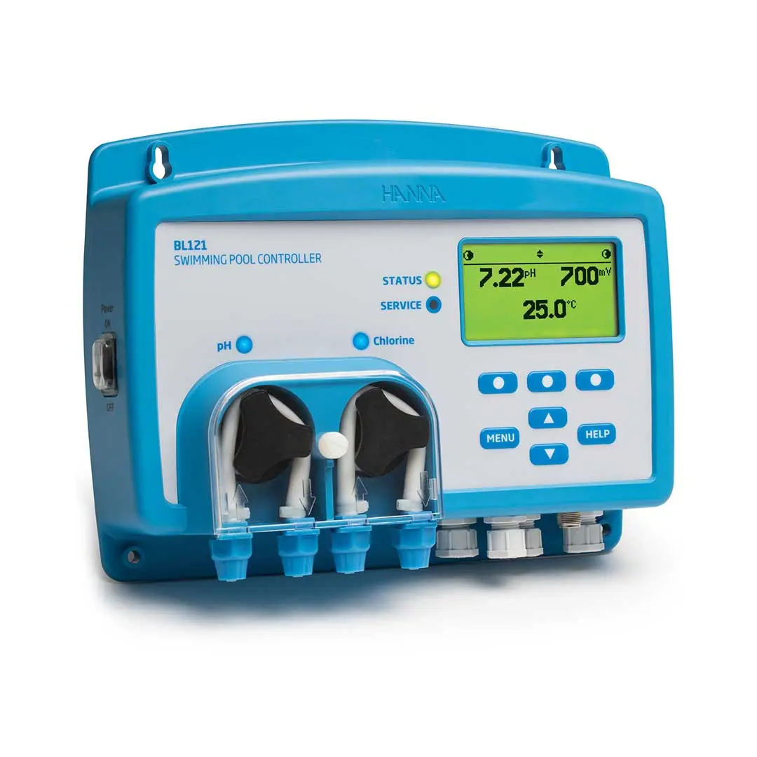 نمای افقی کنترلر آنلاین PH و ORP هانا (HANNA) مدل BL121 نمایشگر کوچک