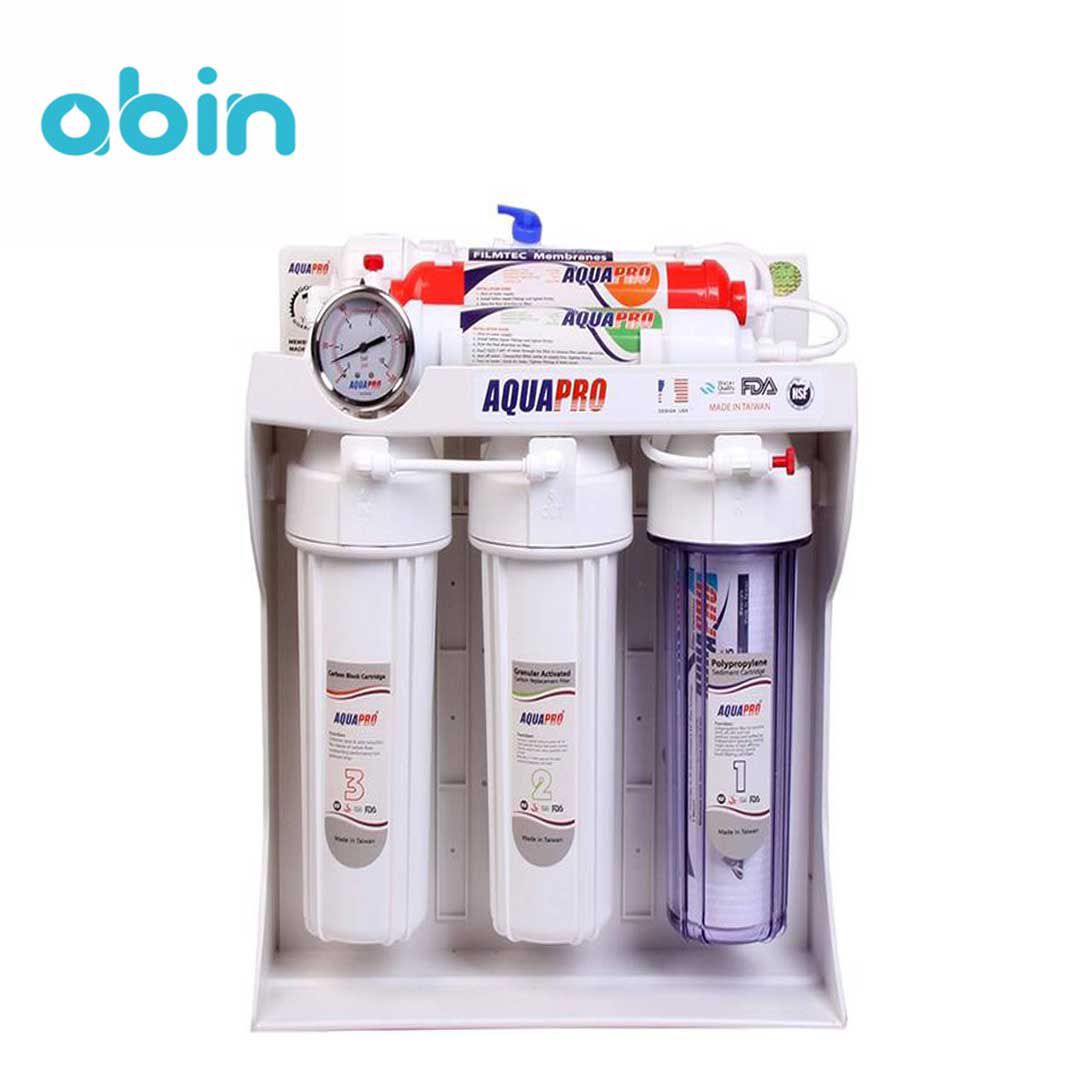 وجه روبرو دستگاه تصفیه آب خانگی آکواپرو (Aqua Pro) مدل RO6- Fiberglass