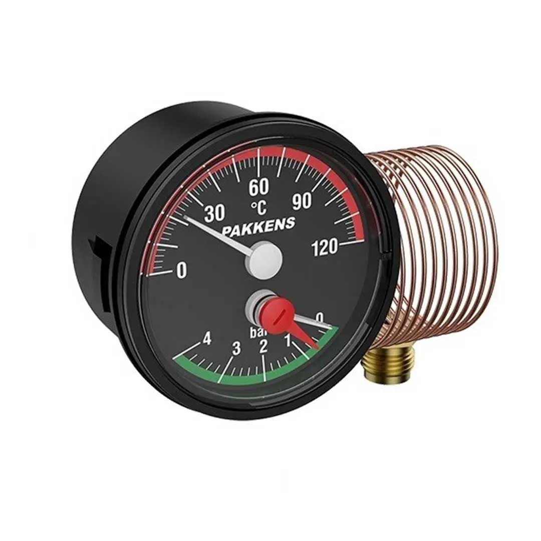 تصویر ترمومتر مانومتر پکنز 4 بار صفحه 5 سانت (PAKKENS)