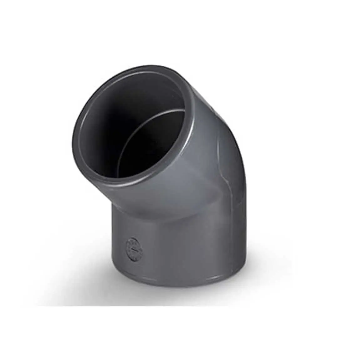 نمای جانبی زانو 45 درجه UPVC چسبی پیمتاش (PIMTAS)
