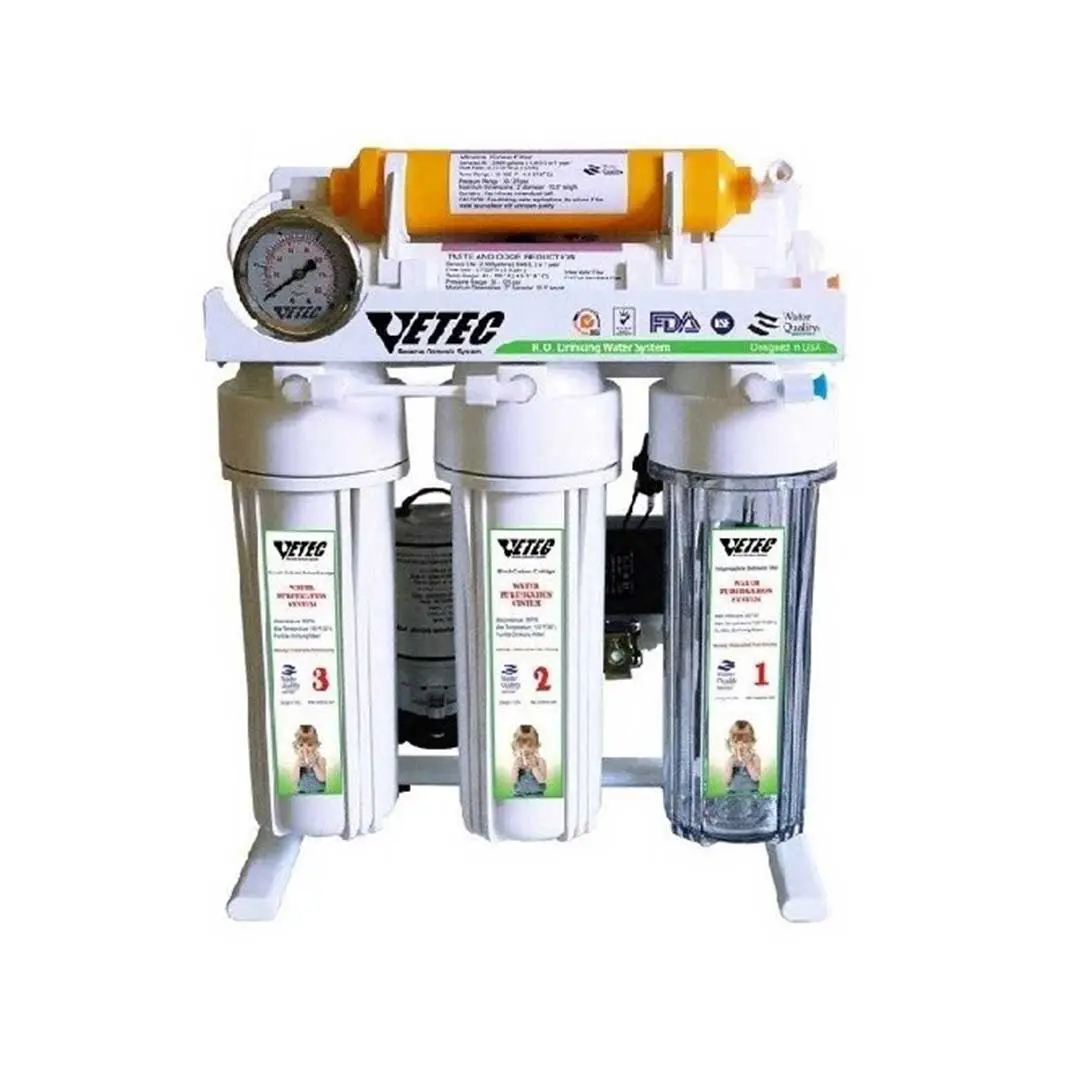 شمای کلی دستگاه تصفیه آب خانگی 6 مرحله ای وتک (VETEC) لیبل بلور شده برای حفظ اطلاعات فنی