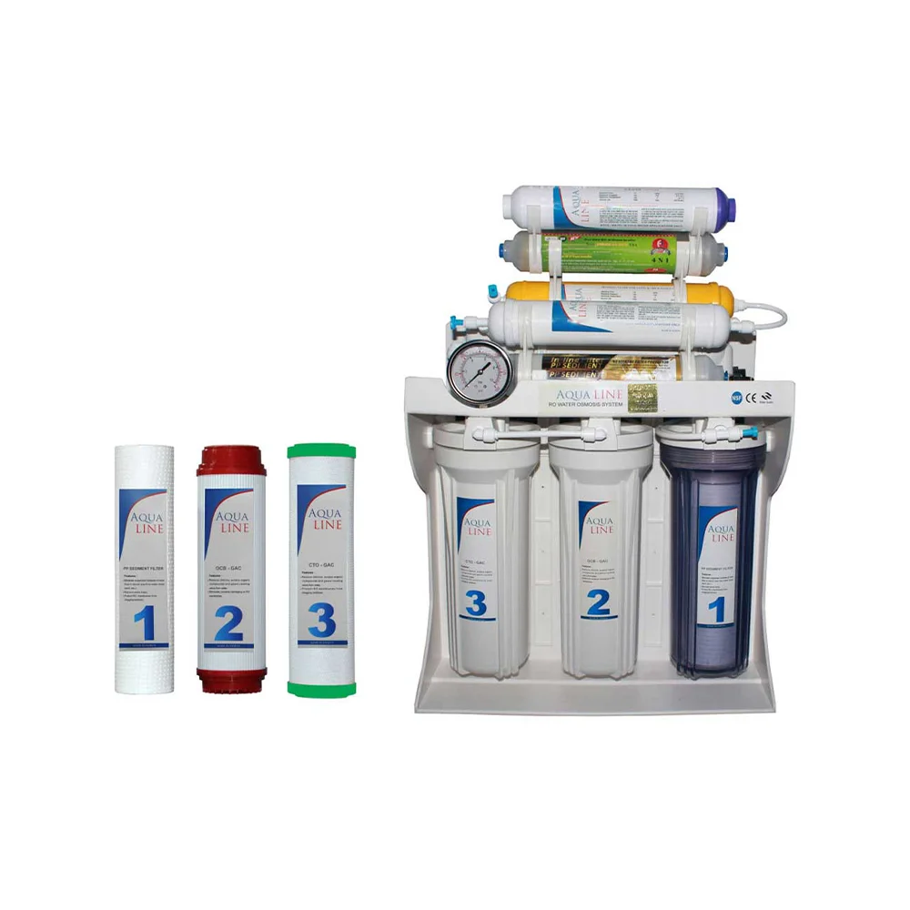تصویر دستگاه تصفیه آب خانگی آکوا لاین مدل RO-LINE 900 FIBER- PLUS به همراه فیلتر بسته سه عددی