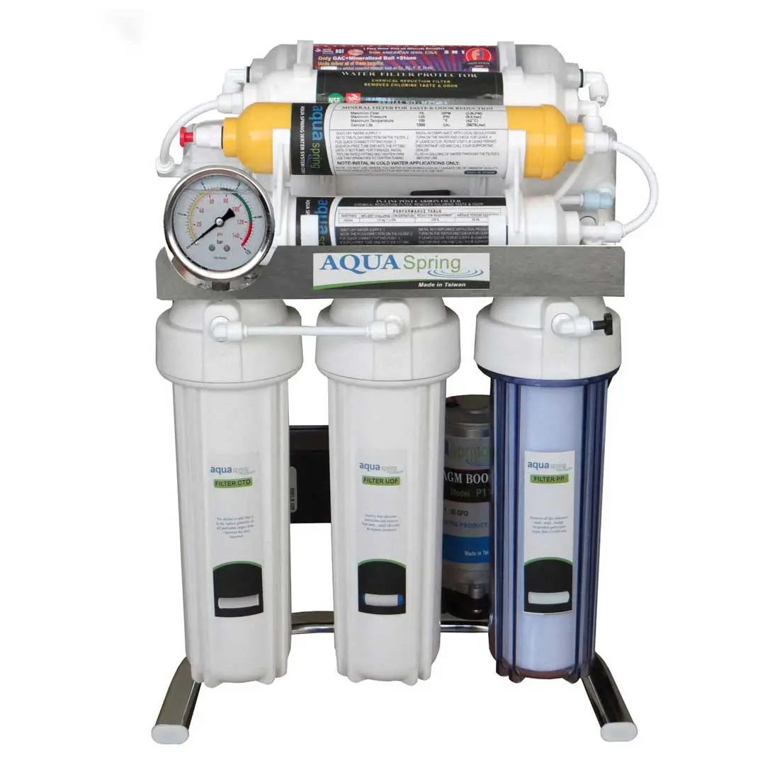 دستگاه تصفیه آب خانگی آکوآ اسپرینگ (Aqua Spring) مدل CHROME-SB9 با بدنه استیل