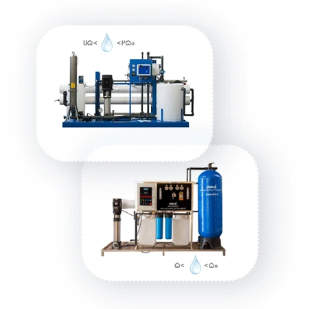 دو دستگاه تصفیه آب صنعتی با ظرفیت متفاوت