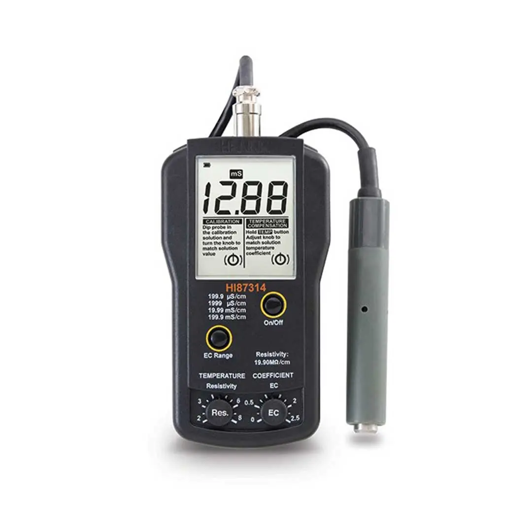 EC متر پرتابل هانا (HANNA) مدل HI87314 لیبل بلور شده برای حفظ اطلاعات فنی