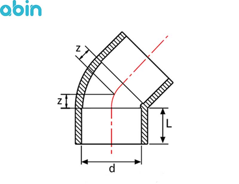 زانو 45 درجه UPVC چسبی پیمتاش