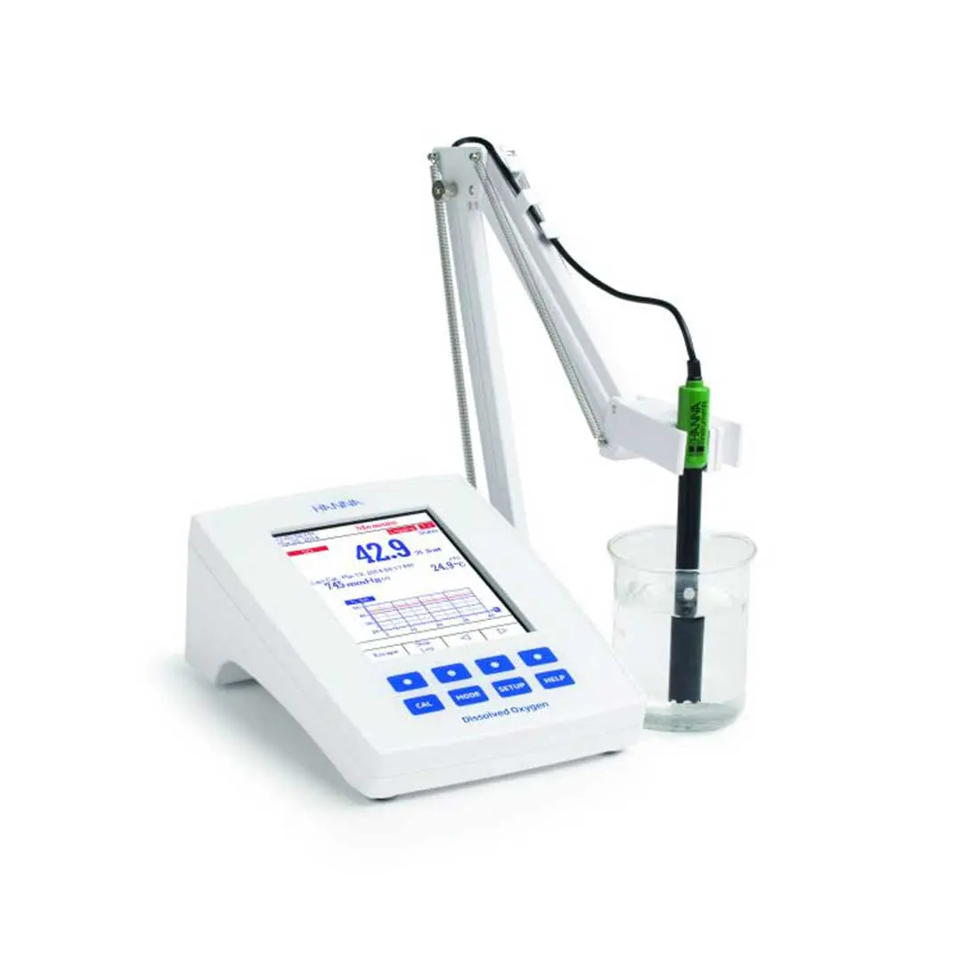 اکسیژن متر رومیزی برند هانا (HANNA) مدل HI4421 با گیره قابل تنظیم و پراب