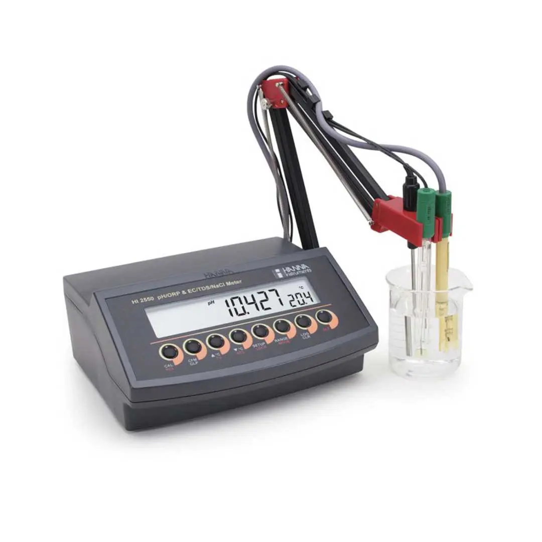 مولتی پارامتر رومیزی هانا (HANNA) مدل HI2550 با الکترود و پراب دما