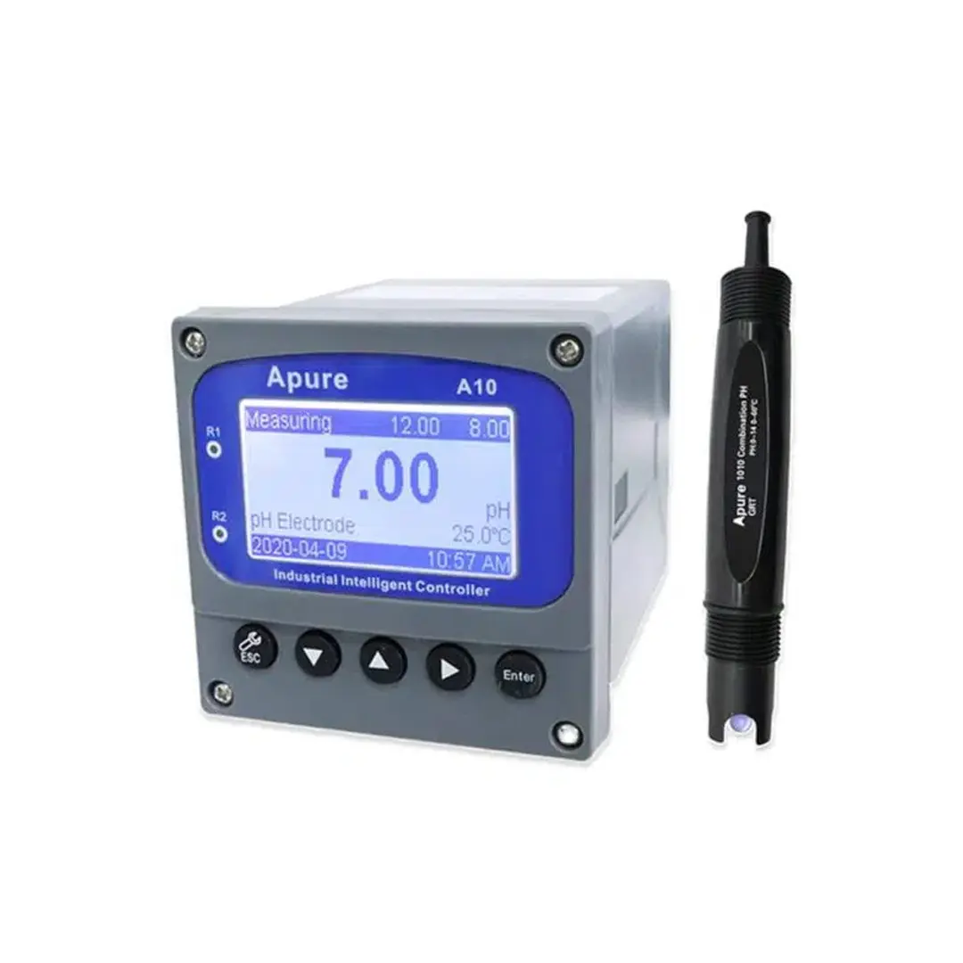 ترانسمیتر و کنترلر pH و TEMP برند APURE مدل A10 PR با پراب صنعتی با پراب صنعتی
