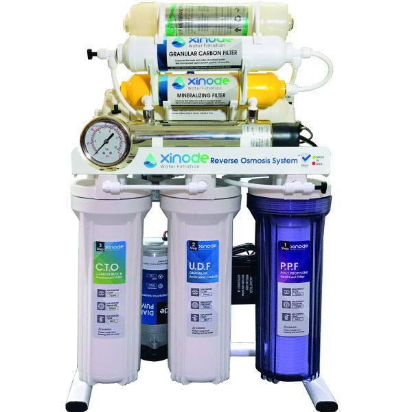 دید مقابل دستگاه تصفیه آب زینود (Xinode) مدل AXT-805HB دارای 8 فیلتر