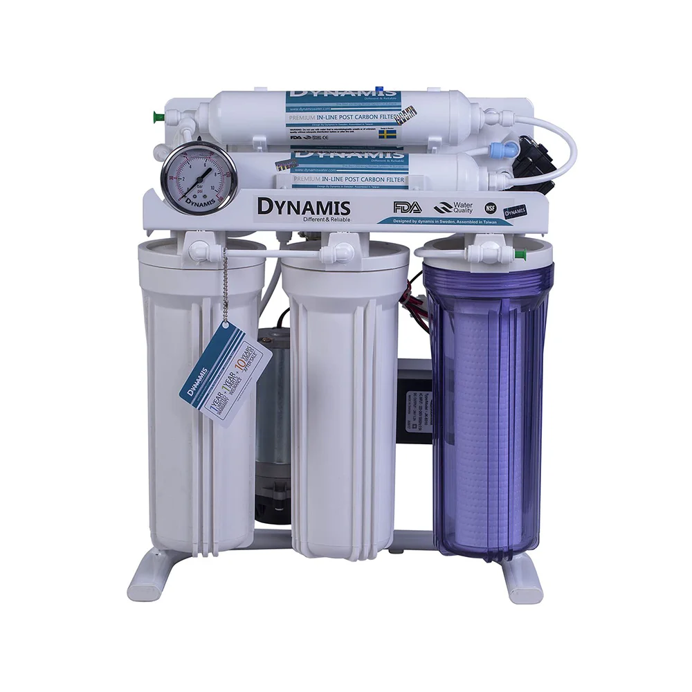 نمای روبرو دستگاه تصفیه آب خانگی داینامیس مدل اکو (Dynamis Eco) با کارت ضمانت
