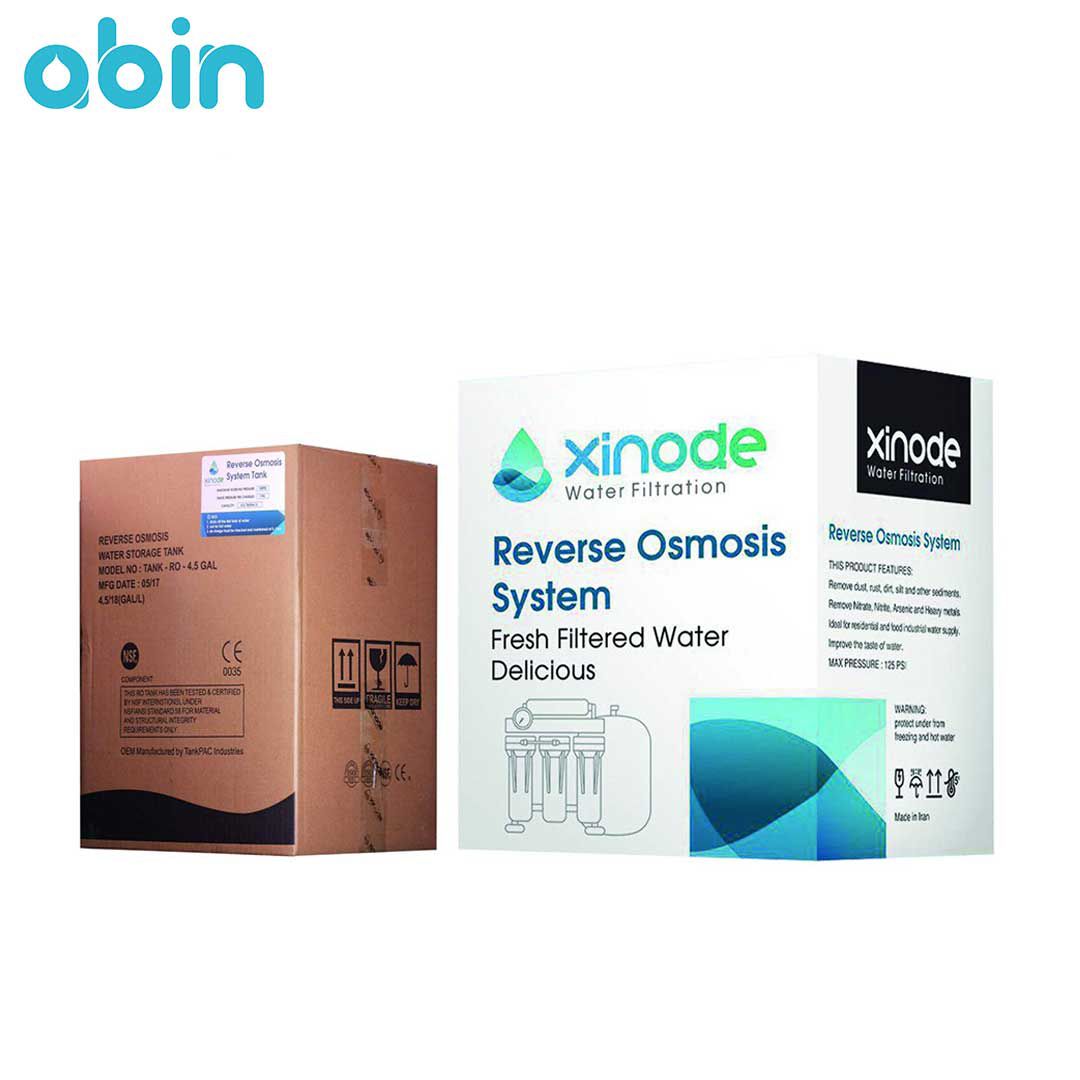 نمای پشت و جلو کارتن دستگاه تصفیه آب خانگی زینود (Xinode) مدل AXS–710HB