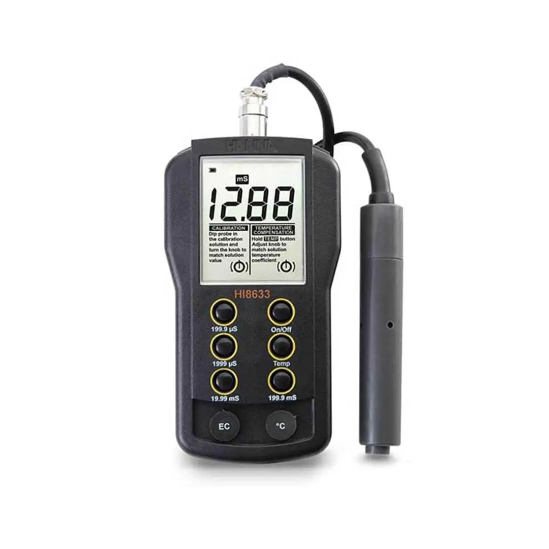 EC متر پرتابل هانا (HANNA) مدل HI8633 با بدنه و پراب طوسی
