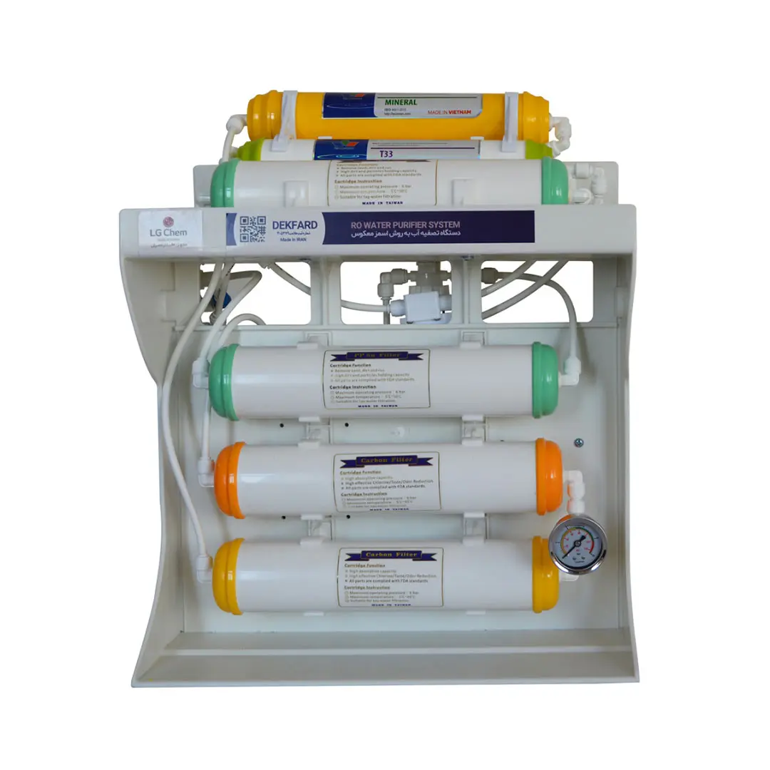 شمای کامل دستگاه تصفیه آب خانگی دکفارد (DEKFARD) مدل DEK-PL310 با آداپتور و 7 فیلتر