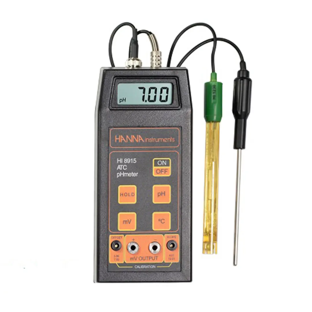 تصویر ایستاده Ph متر پرتابل هانا (HANNA) مدل HI8915 به همراه پراب و ملزومات