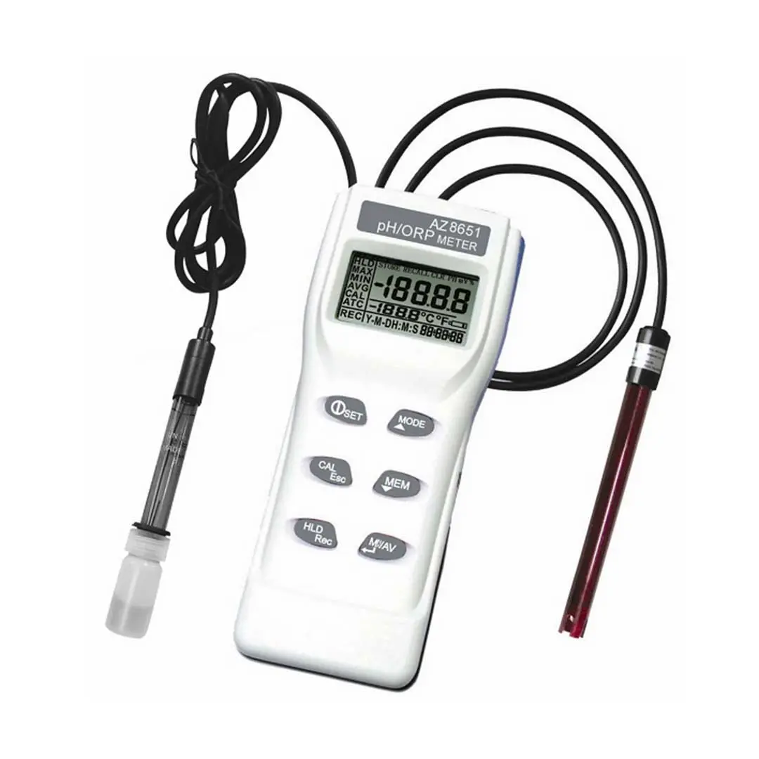 نمای مقابل PH متر پرتابل AZ مدل 8651 به همراه دو پراب