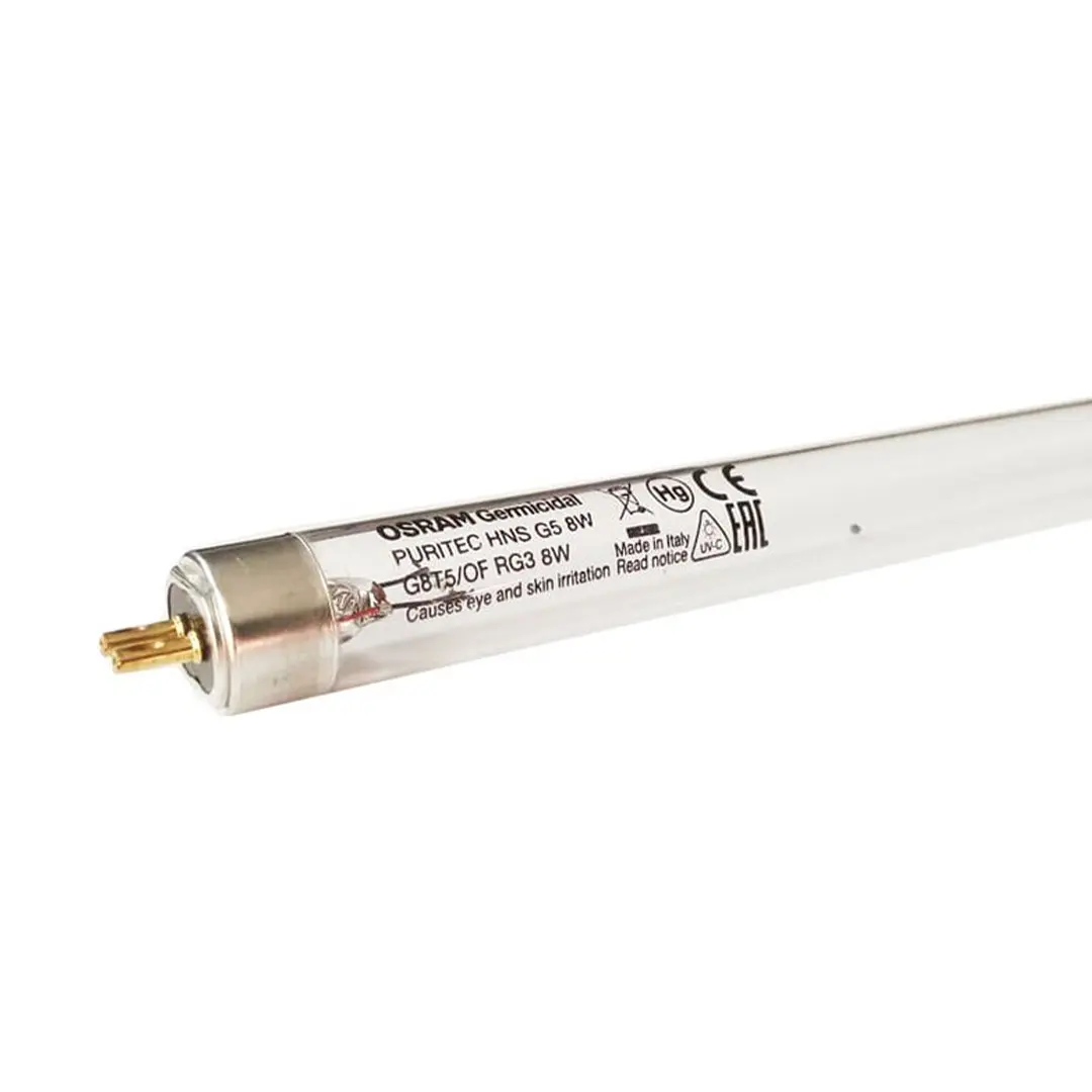 نمای ایزومتریک لامپ یو وی سی (UVC) اسرام (Osram) با توان 8 وات