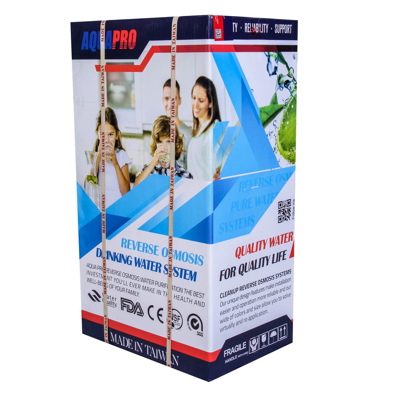 بسته بندی با نما سه رخ دستگاه تصفیه آب خانگی Aqua Pro مدل کیسی