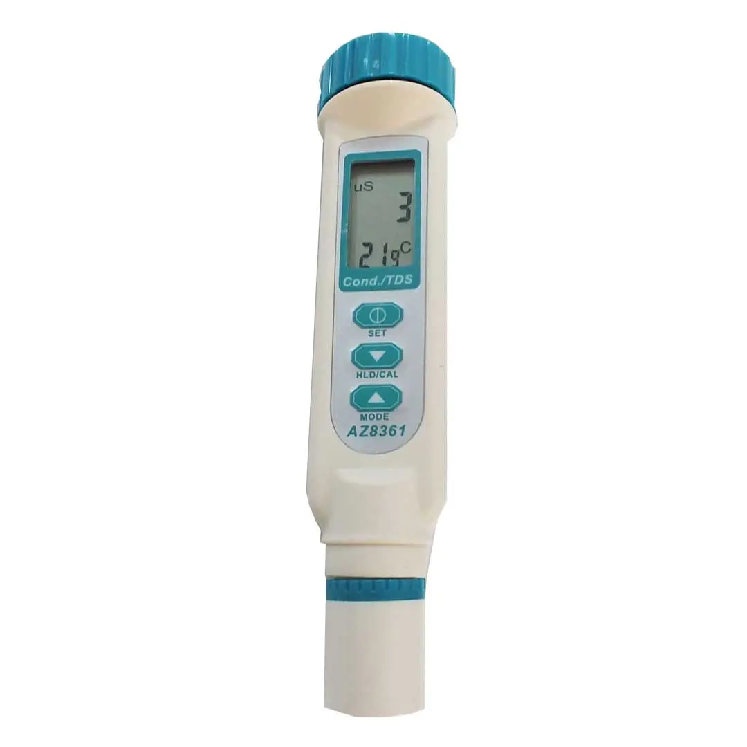 عکس ایستاده EC و TDS متر قلمی AZ مدل 8361 با بدنه سفید