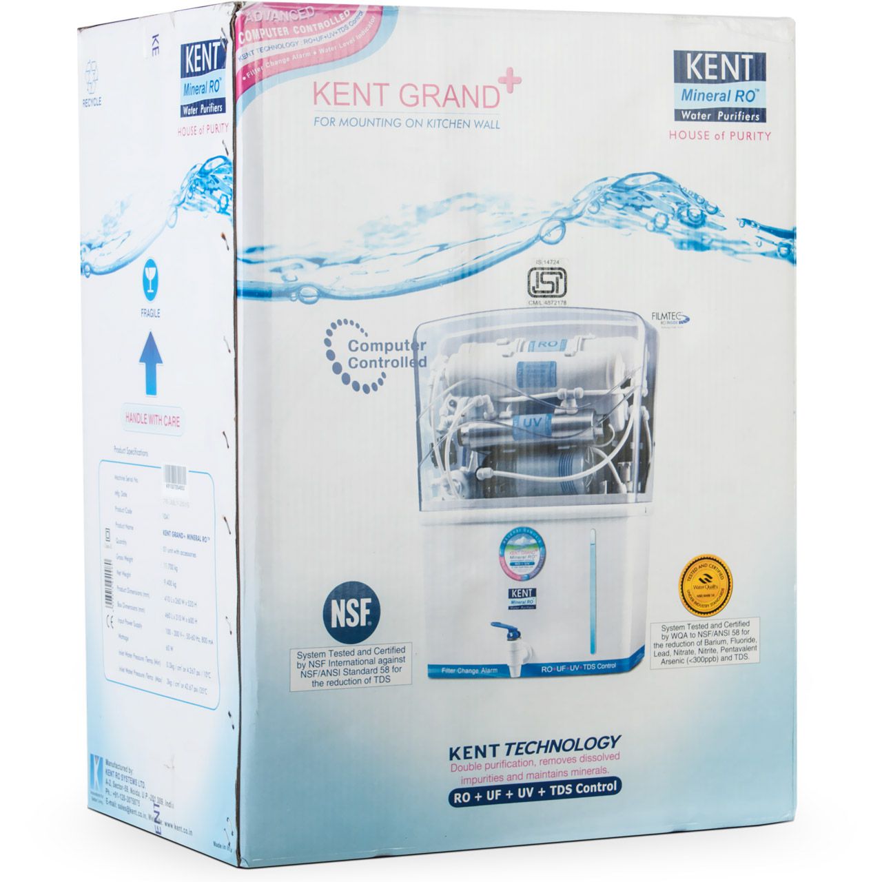 بسته بندی دستگاه تصفیه آب دیواری کنت مدل Grand Plus