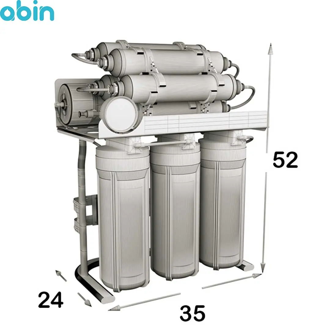 نمای جانبی تصویر گرافیکی دستگاه تصفیه آب خانگی اس اس وی (SSV) مدل MaxTec X1000