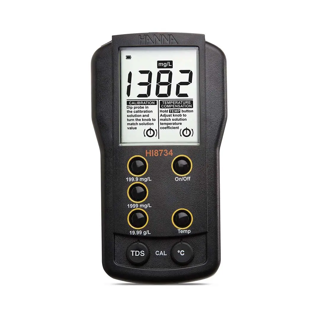 تصویر عمودی TDS متر پرتابل هانا (HANNA) مدل HI8734 نمایشگر بزرگ و خوانا