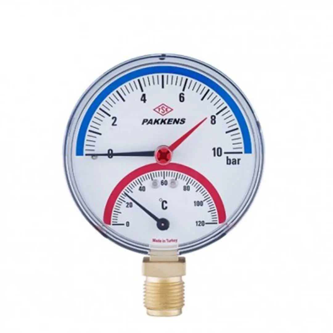 دید نزدیک ترمومتر مانومتر پکنز 10 بار با صفحه 10 سانتی متری