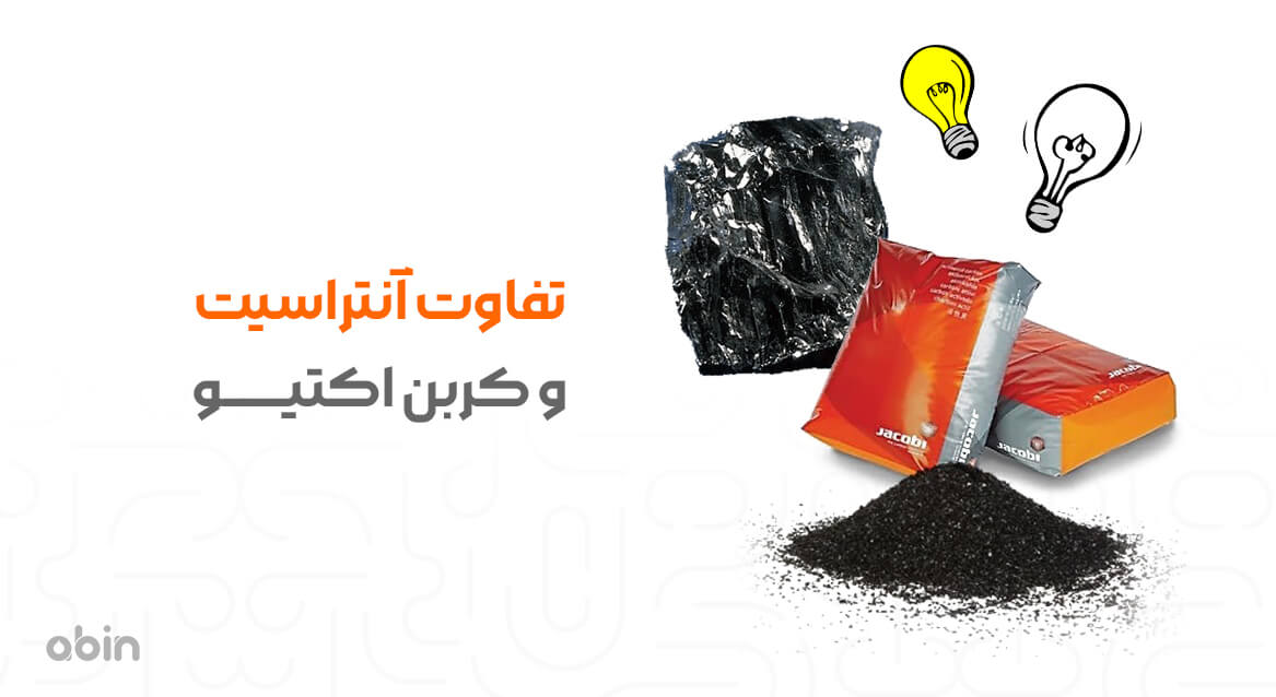 تصویر گرافیکی مقایسه تفاوت آنتراسیت و کربن اکتیو