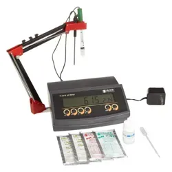 نمای بالایی PH متر رومیزی هانا مدل HI2210 با آداپتور