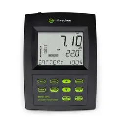 نمای روبرو PH و ORP متر میلواکی (Milwaukee) مدل MW151 MAX با دکمه های فیزیکی سبز