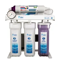 نمای روبرو دستگاه تصفیه آب خانگی اس اس وی (SSV) مدل MaxTec X630 با لیبل